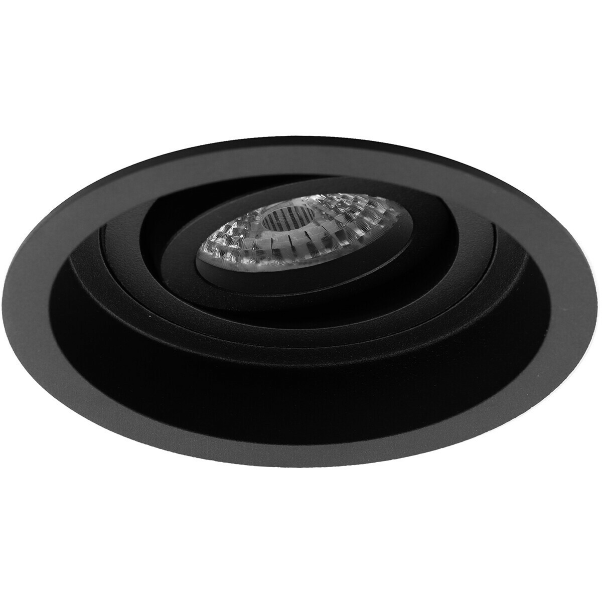 LED Spot Set - Aigi - Pragmi Domy Pro - GU10 Fitting - Inbouw Rond - Mat Zwart - 8W - Helder/Koud Wit 6400K - Verdiept - Kantelbaar - Ø105mm