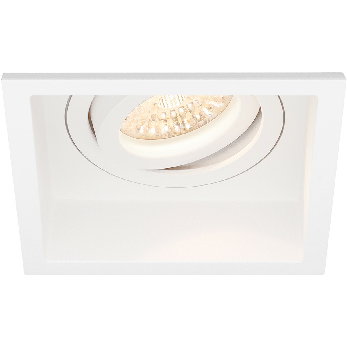 LED Spot Set - Pragmi Domy Pro - GU10 Fitting - Inbouw Vierkant - Mat Wit - 4W - Natuurlijk Wit 4200K - Verdiept - Kantelbaar - 105mm