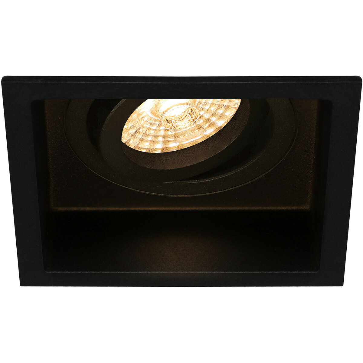 LED Spot Set - Pragmi Domy Pro - GU10 Fitting - Inbouw Vierkant - Mat Zwart - 4W - Helder/Koud Wit 6400K - Verdiept - Kantelbaar - 105mm