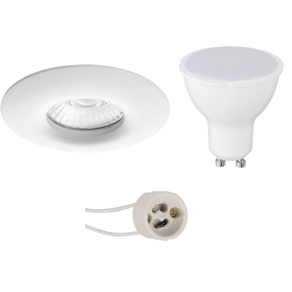 LED Spot Set - Pragmi Luno Pro - Waterdicht IP65 - GU10 Fitting - Inbouw Rond - Mat Wit - 6W - Natuurlijk Wit 4200K - Ø82mm