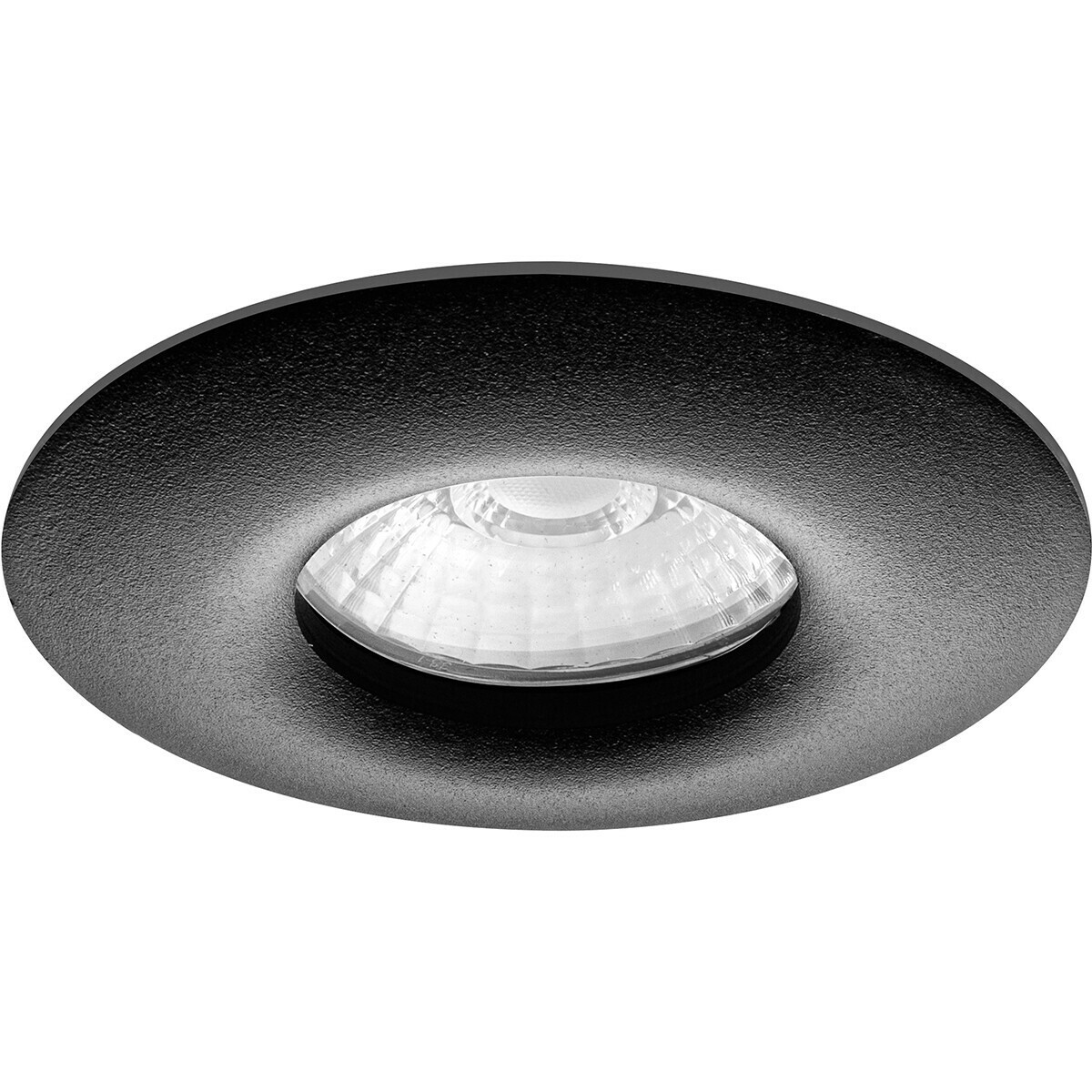 LED Spot Set - Pragmi Luno Pro - Waterdicht IP65 - GU10 Fitting - Dimbaar - Inbouw Rond - Mat Zwart - 6W - Helder/Koud Wit 6400K - Ø82mm