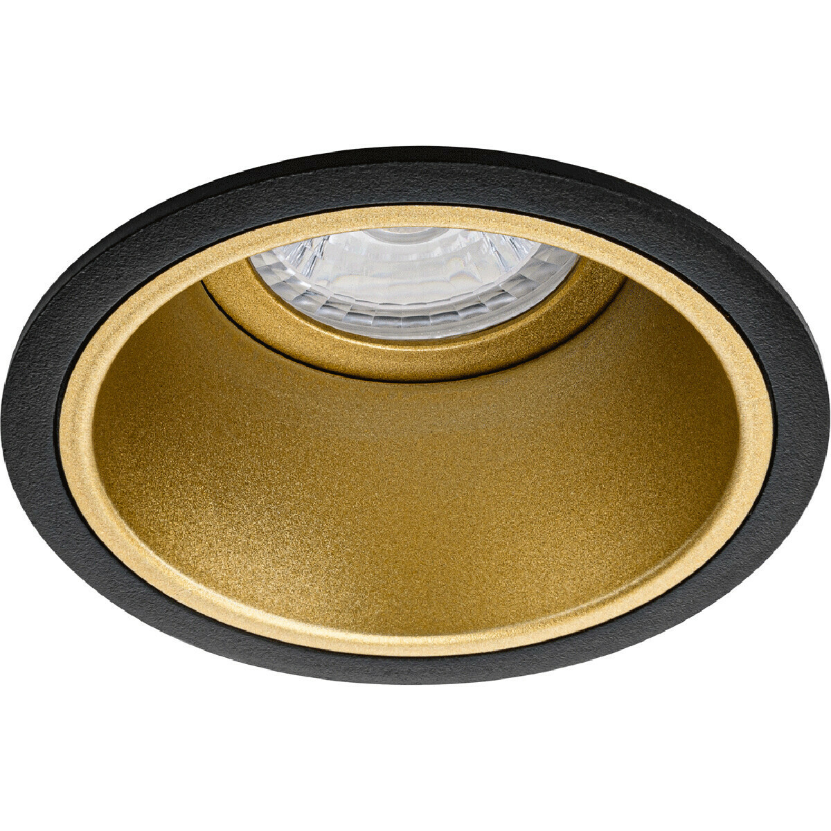 LED Spot Set - Pragmi Minko Pro - GU10 Fitting - Inbouw Rond - Mat Zwart/Goud - 4W - Warm Wit 3000K - Verdiept - Ø90mm