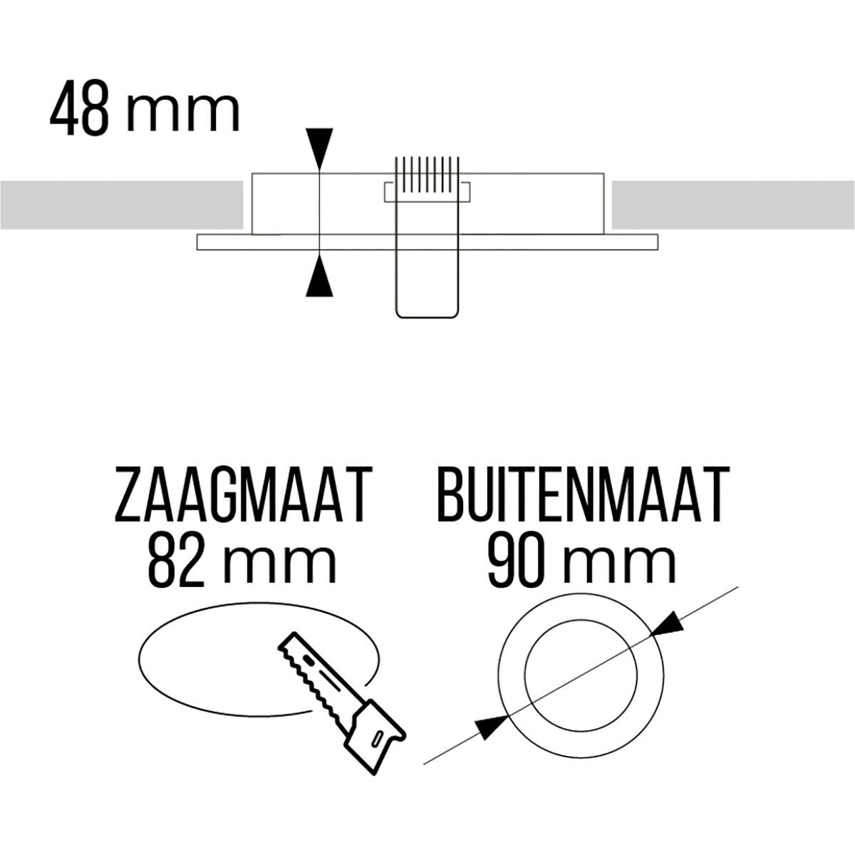 LED Spot Set - Pragmi Minko Pro - GU10 Fitting - Dimbaar - Inbouw Rond - Mat Zwart/Goud - 6W - Natuurlijk Wit 4200K - Verdiept - Ø90mm