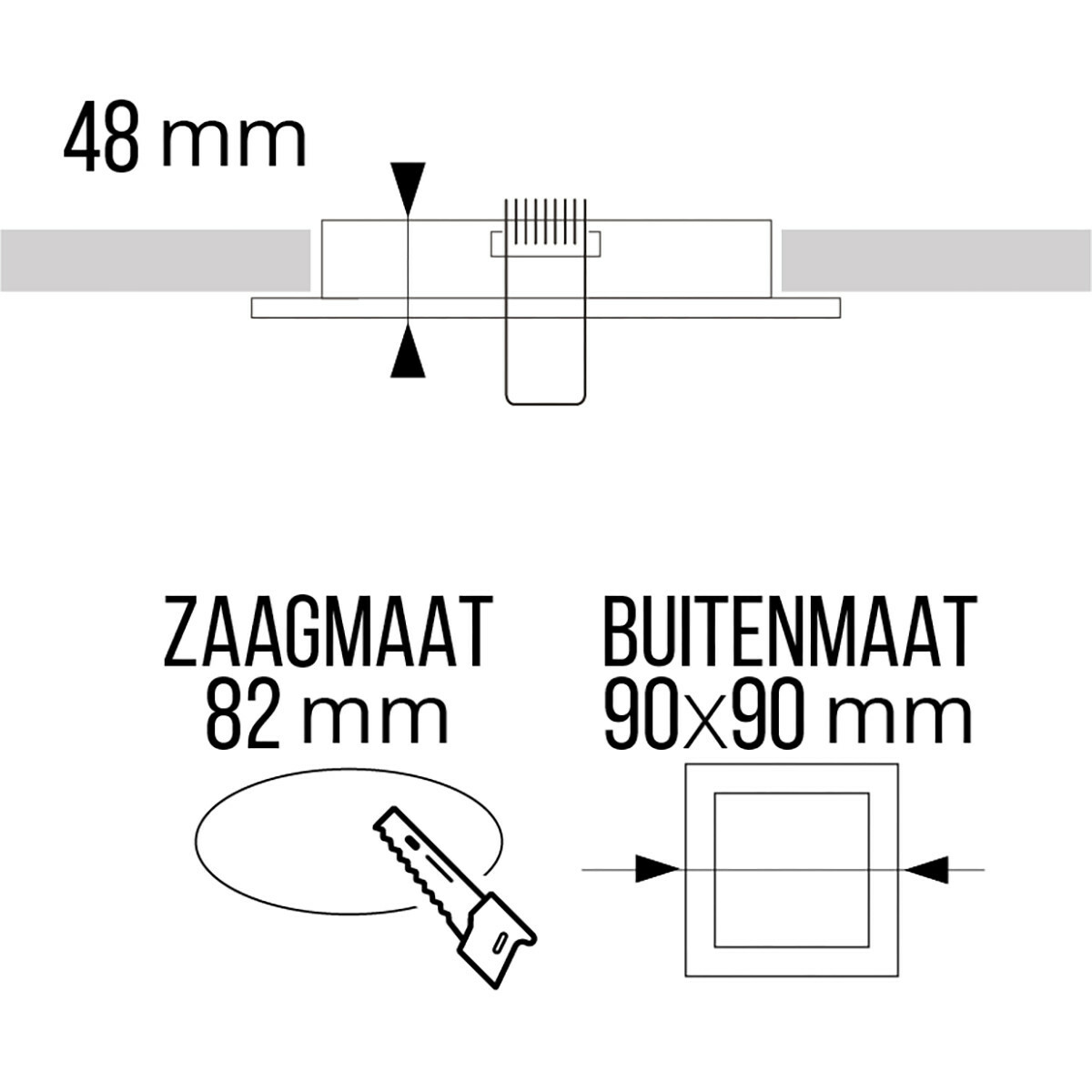 LED Spot Set - Pragmi Minko Pro - GU10 Fitting - Dimbaar - Inbouw Vierkant - Mat Wit - 6W - Helder/Koud Wit 6400K - Verdiept - 90mm