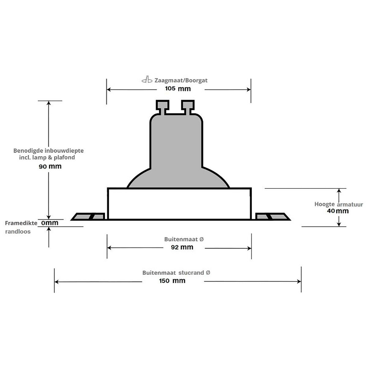 LED Spot Set - Pragmi Nivas Pro - GU10 Fitting - Inbouw Rond - Mat Wit - 4W - Warm Wit 3000K - Trimless - Kantelbaar - Ø150mm