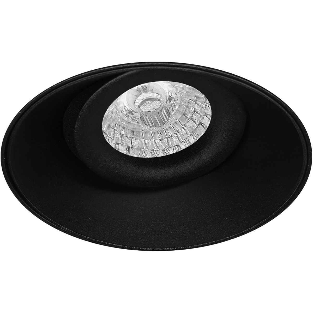 LED Spot Set - Pragmi Nivas Pro - GU10 Fitting - Dimbaar - Inbouw Rond - Mat Zwart - 6W - Helder/Koud Wit 6400K - Trimless - Kantelbaar - Ø150mm