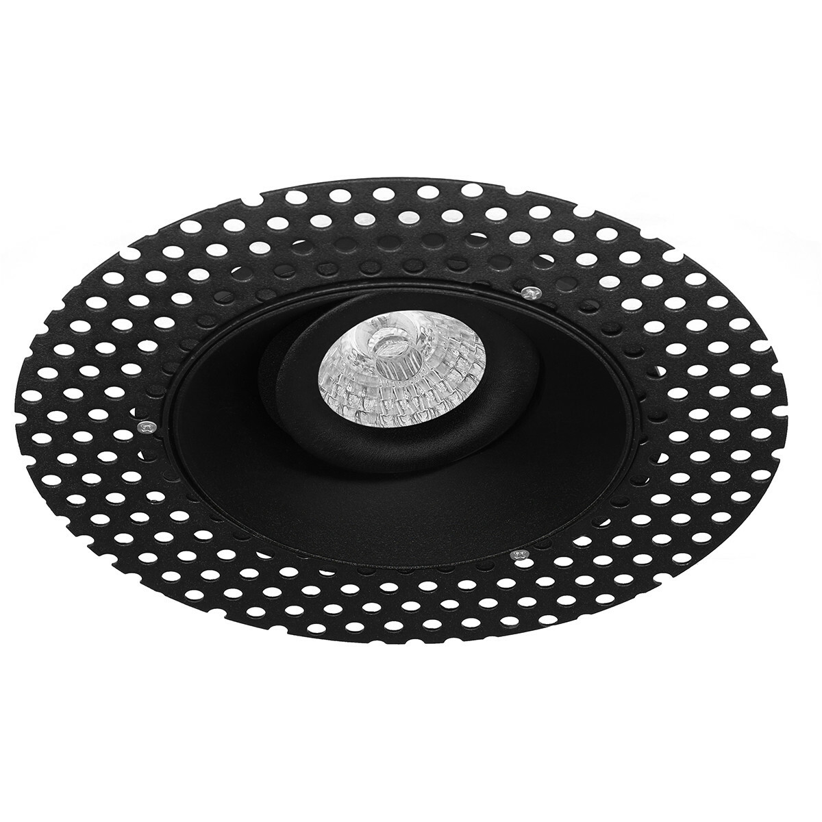 LED Spot Set - Pragmi Nivas Pro - GU10 Fitting - Dimbaar - Inbouw Rond - Mat Zwart - 6W - Helder/Koud Wit 6400K - Trimless - Kantelbaar - Ø150mm