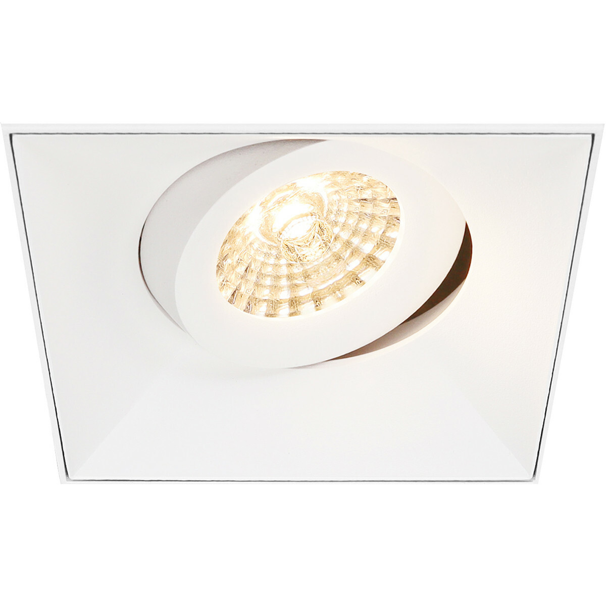 LED Spot Set - Aigi - Pragmi Nivas Pro - GU10 Fitting - Inbouw Vierkant - Mat Wit - 6W - Helder/Koud Wit 6400K - Trimless - Kantelbaar - 150mm