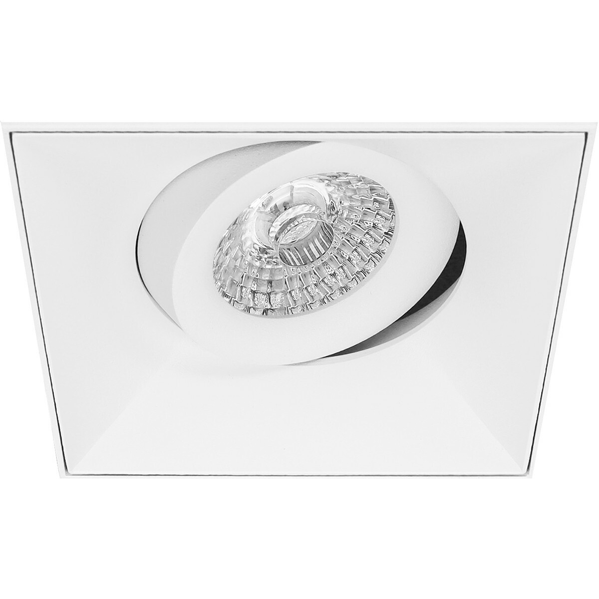 LED Spot Set - Aigi - Pragmi Nivas Pro - GU10 Fitting - Inbouw Vierkant - Mat Wit - 6W - Helder/Koud Wit 6400K - Trimless - Kantelbaar - 150mm