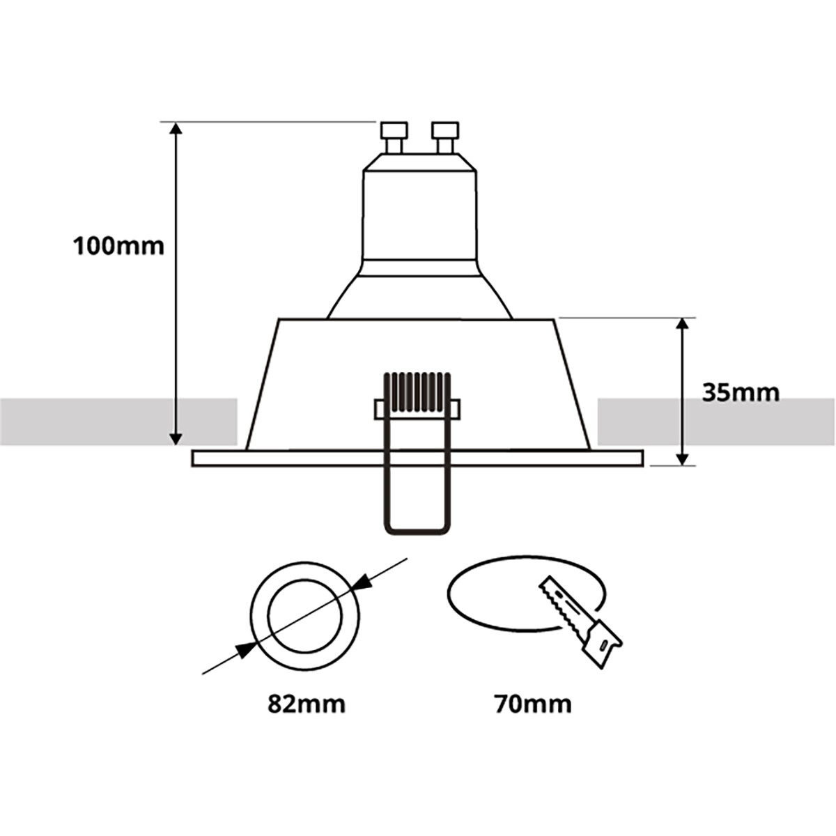 LED Spot Set - Pragmi Pollon Pro - GU10 Fitting - Inbouw Rond - Mat Goud - 4W - Warm Wit 3000K - Verdiept - Ø82mm