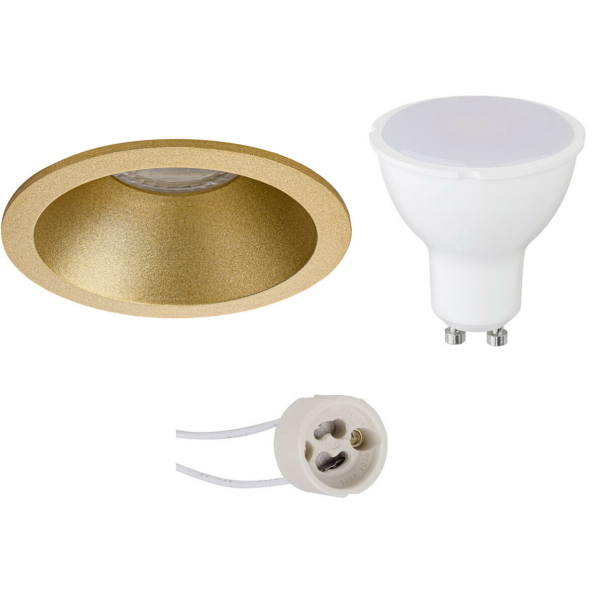 LED Spot Set - Pragmi Pollon Pro - GU10 Fitting - Inbouw Rond - Mat Goud - 4W - Warm Wit 3000K - Verdiept - Ø82mm