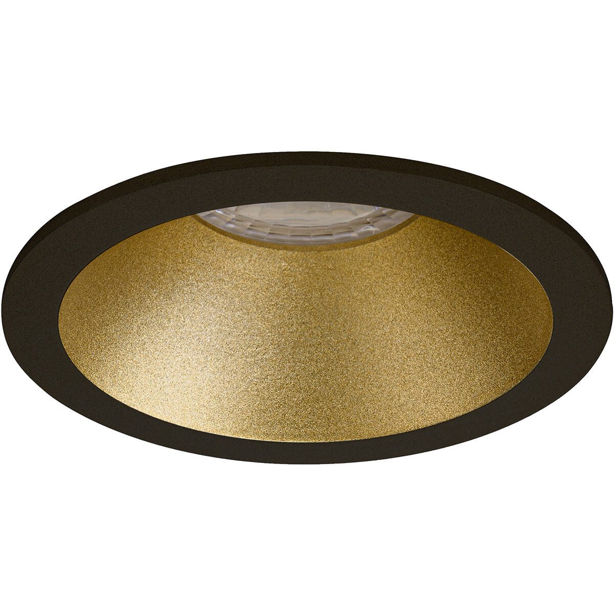 LED Spot Set - Pragmi Pollon Pro - GU10 Fitting - Inbouw Rond - Mat Zwart/Goud - 4W - Helder/Koud Wit 6400K - Verdiept - Ø82mm