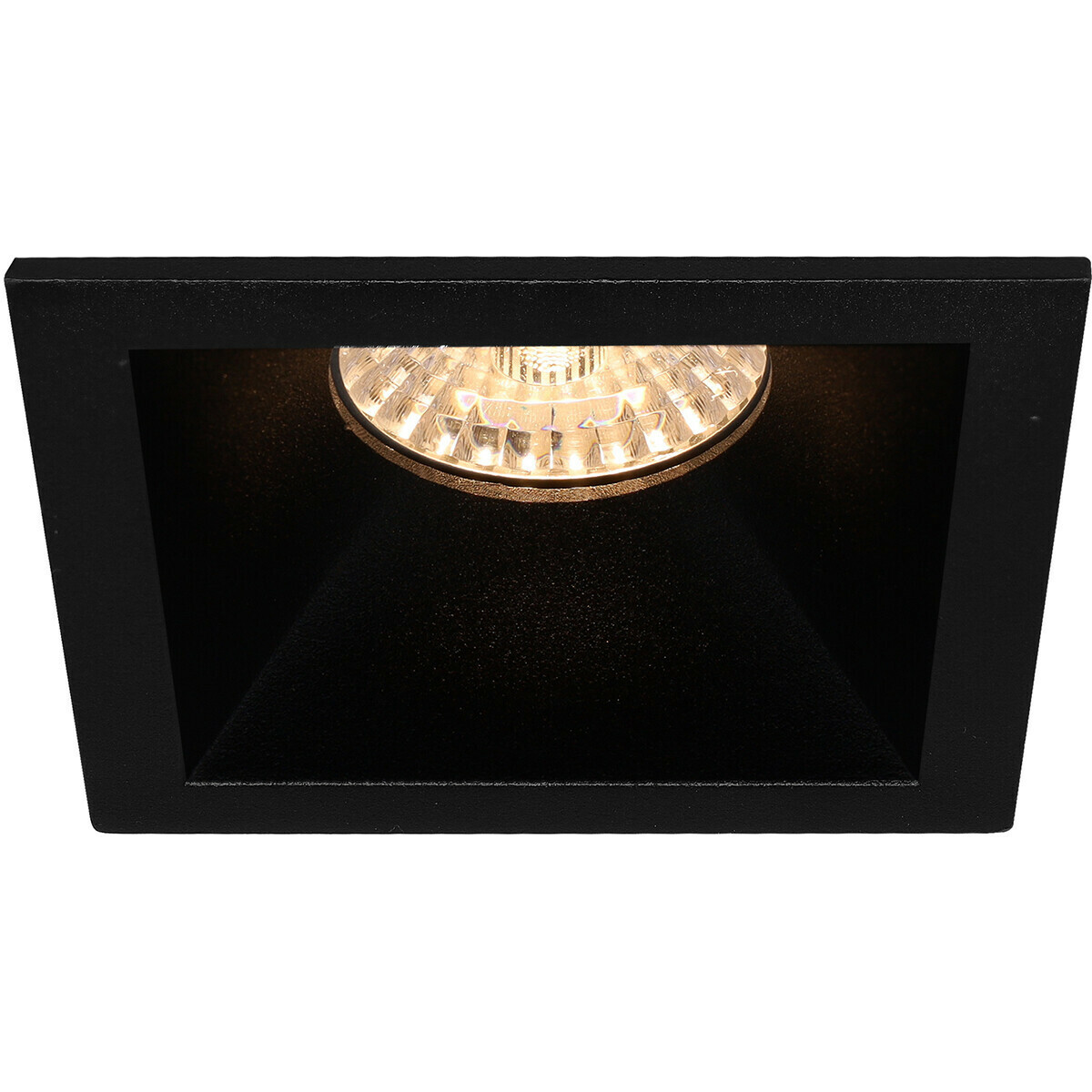 LED Spot Set - Pragmi Pollon Pro - GU10 Fitting - Inbouw Vierkant - Mat Zwart - 4W - Warm Wit 3000K - Verdiept - 82mm