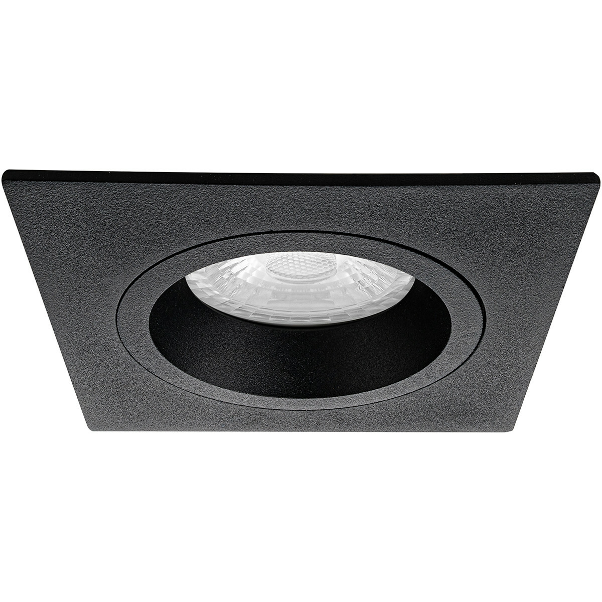 LED Spot Set - Aigi - Pragmi Rodos Pro - GU10 Fitting - Inbouw Vierkant - Mat Zwart - 6W - Warm Wit 3000K - 93mm