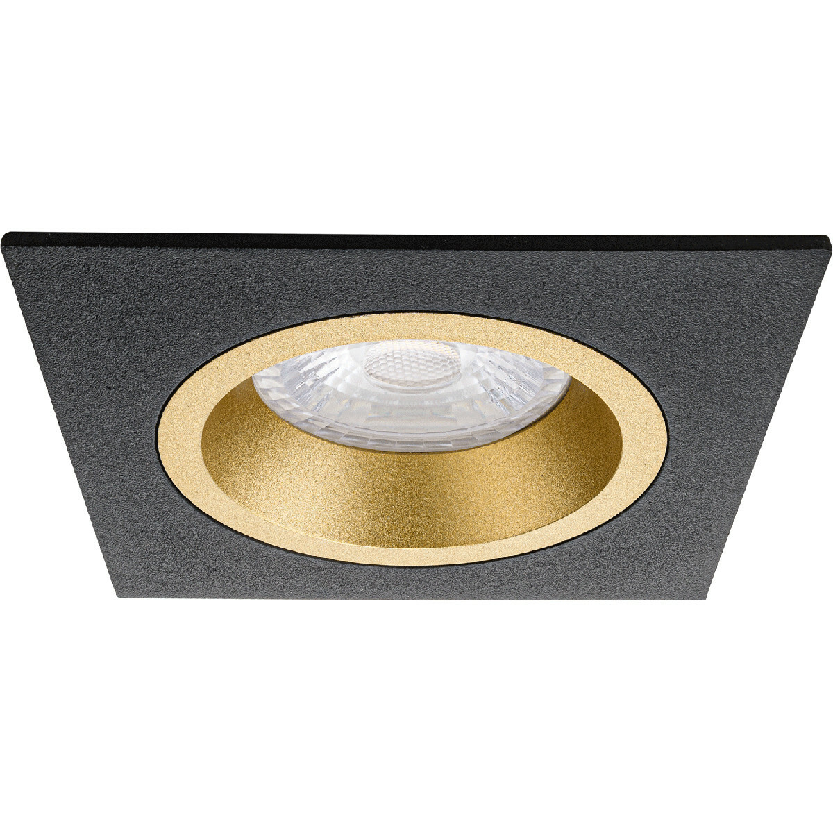 LED Spot Set - Pragmi Rodos Pro - GU10 Fitting - Inbouw Vierkant - Mat Zwart/Goud - 4W - Natuurlijk Wit 4200K - 93mm