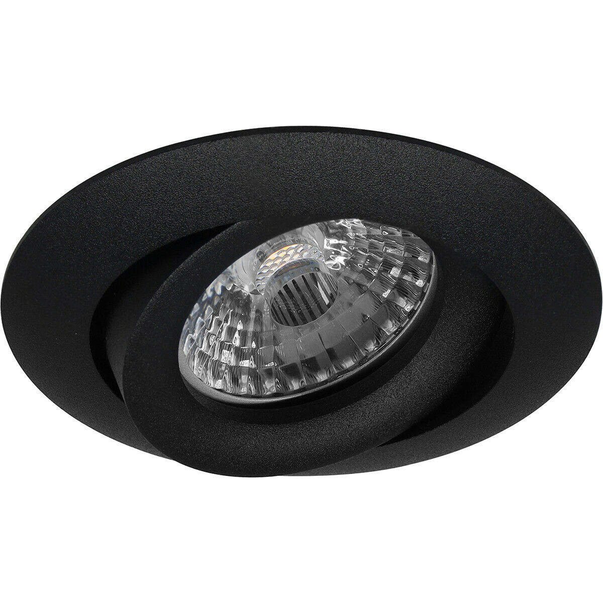 LED Spot Set - Pragmi Uranio Pro - GU10 Fitting - Inbouw Rond - Mat Zwart - 4W - Warm Wit 3000K - Kantelbaar - Ø82mm