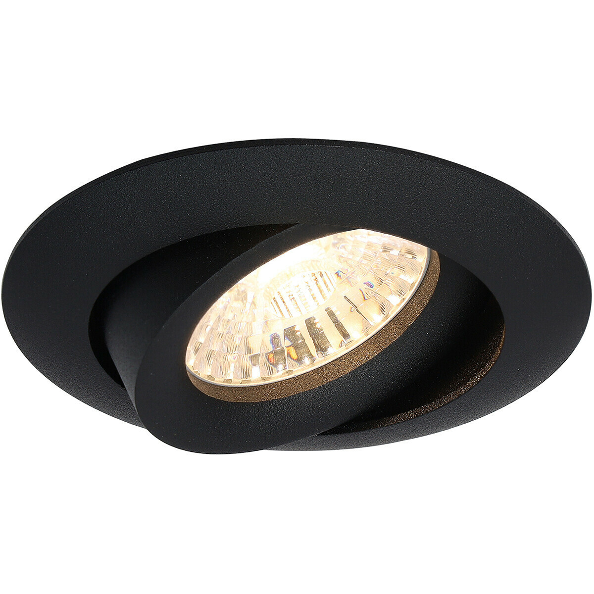 LED Spot Set - Pragmi Uranio Pro - GU10 Fitting - Inbouw Rond - Mat Zwart - 4W - Warm Wit 3000K - Kantelbaar - Ø82mm