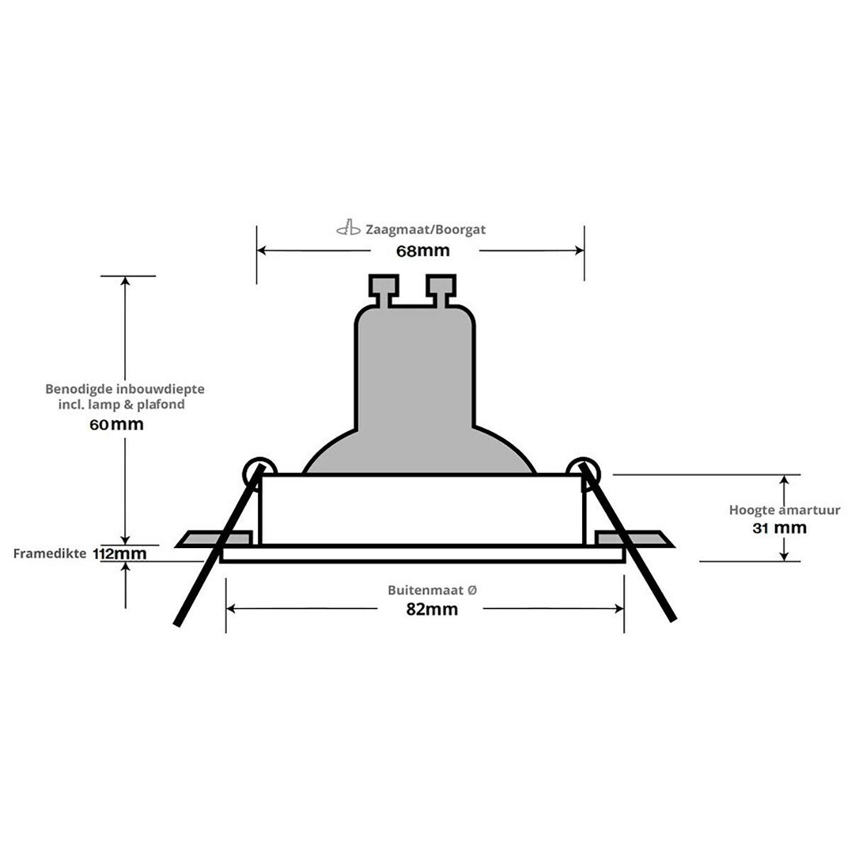 LED Spot Set - Pragmi Vrito Pro - GU10 Fitting - Dimbaar - Inbouw Rond - Mat Zwart - 6W - Helder/Koud Wit 6400K - Ø82mm