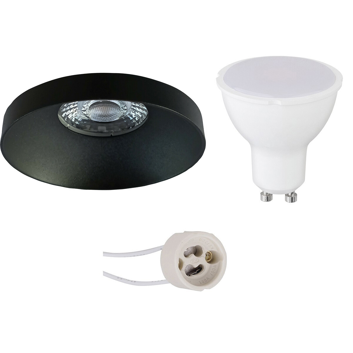 LED Spot Set - Pragmi Vrito Pro - GU10 Fitting - Inbouw Rond - Mat Zwart - 4W - Warm Wit 3000K - Ø82mm