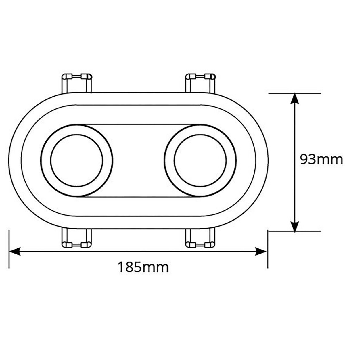 LED Spot Set - Pragmi Zano Pro - GU10 Fitting - Dimbaar - Inbouw Ovaal Dubbel - Mat Wit - 6W - Natuurlijk Wit 4200K - Kantelbaar - 185x93mm