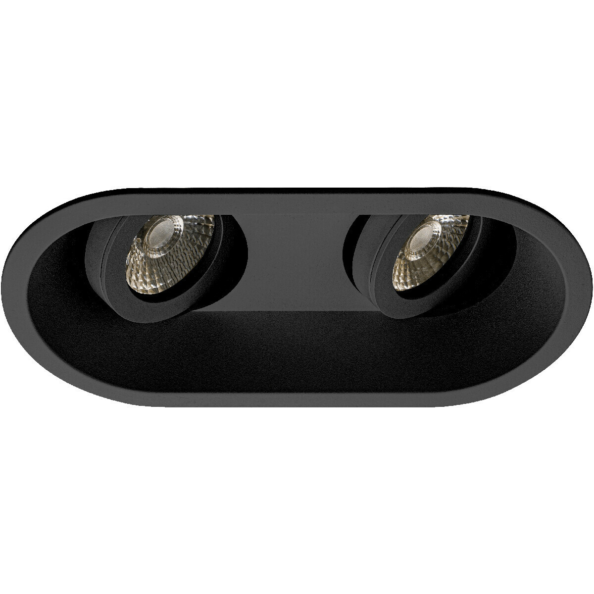 LED Spot Set - Aigi - Pragmi Zano Pro - GU10 Fitting - Inbouw Ovaal Dubbel - Mat Zwart - 6W - Warm Wit 3000K - Kantelbaar - 185x93mm