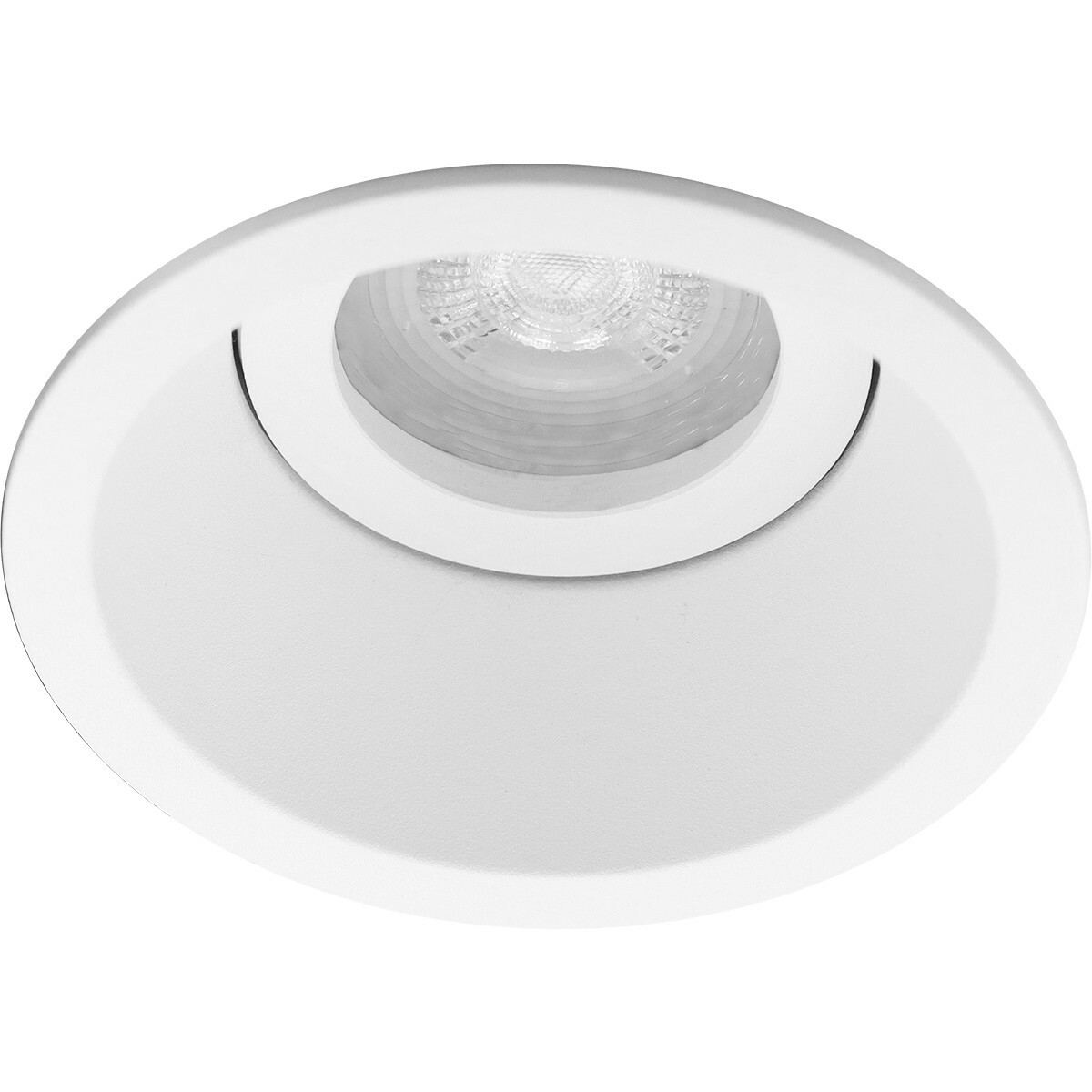 LED Spot Set - Pragmi Zano Pro - GU10 Fitting - Inbouw Rond - Mat Wit - 4W - Warm Wit 3000K - Kantelbaar - Ø93mm