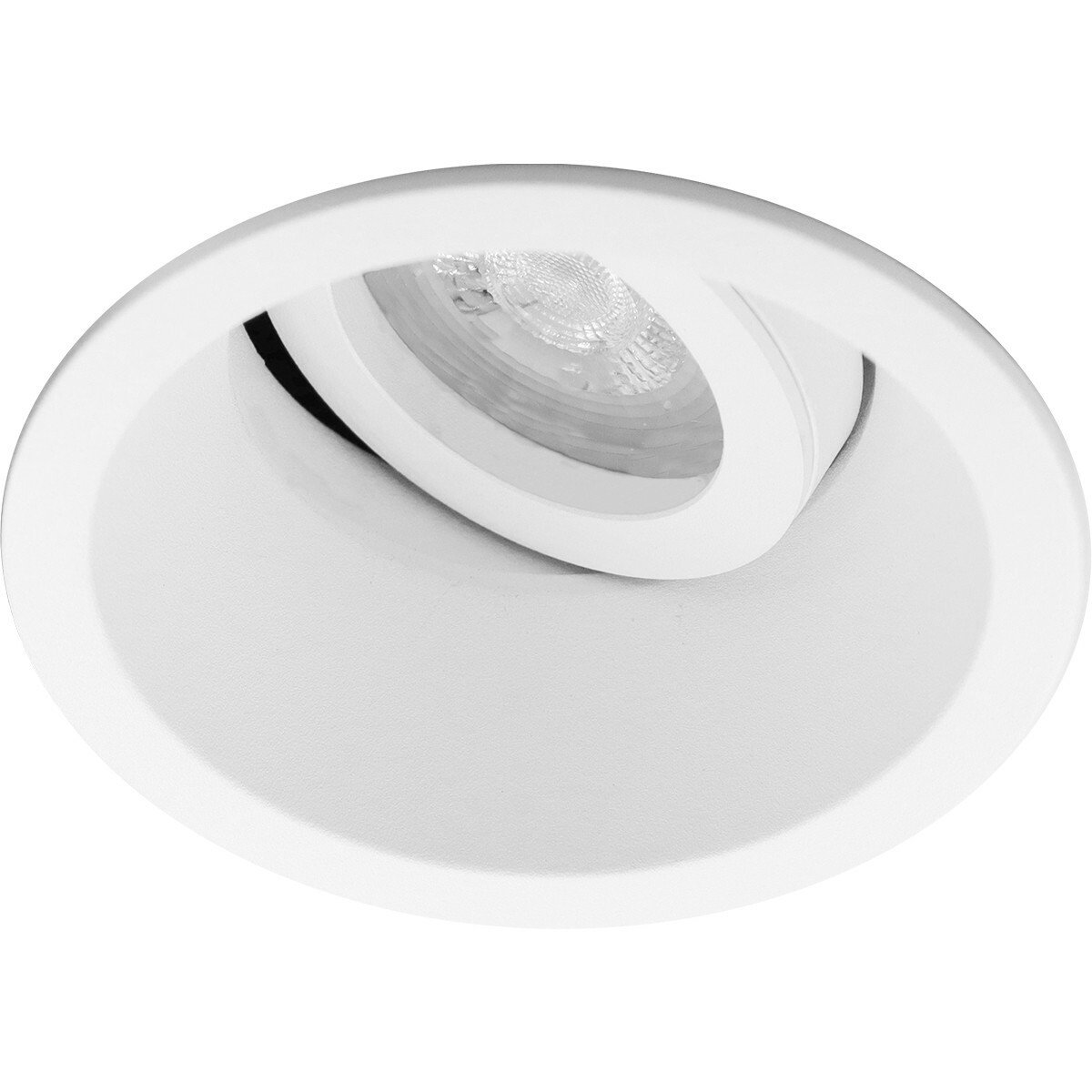 LED Spot Set - Aigi - Pragmi Zano Pro - GU10 Fitting - Inbouw Rond - Mat Wit - 6W - Helder/Koud Wit 6400K - Kantelbaar - Ø93mm