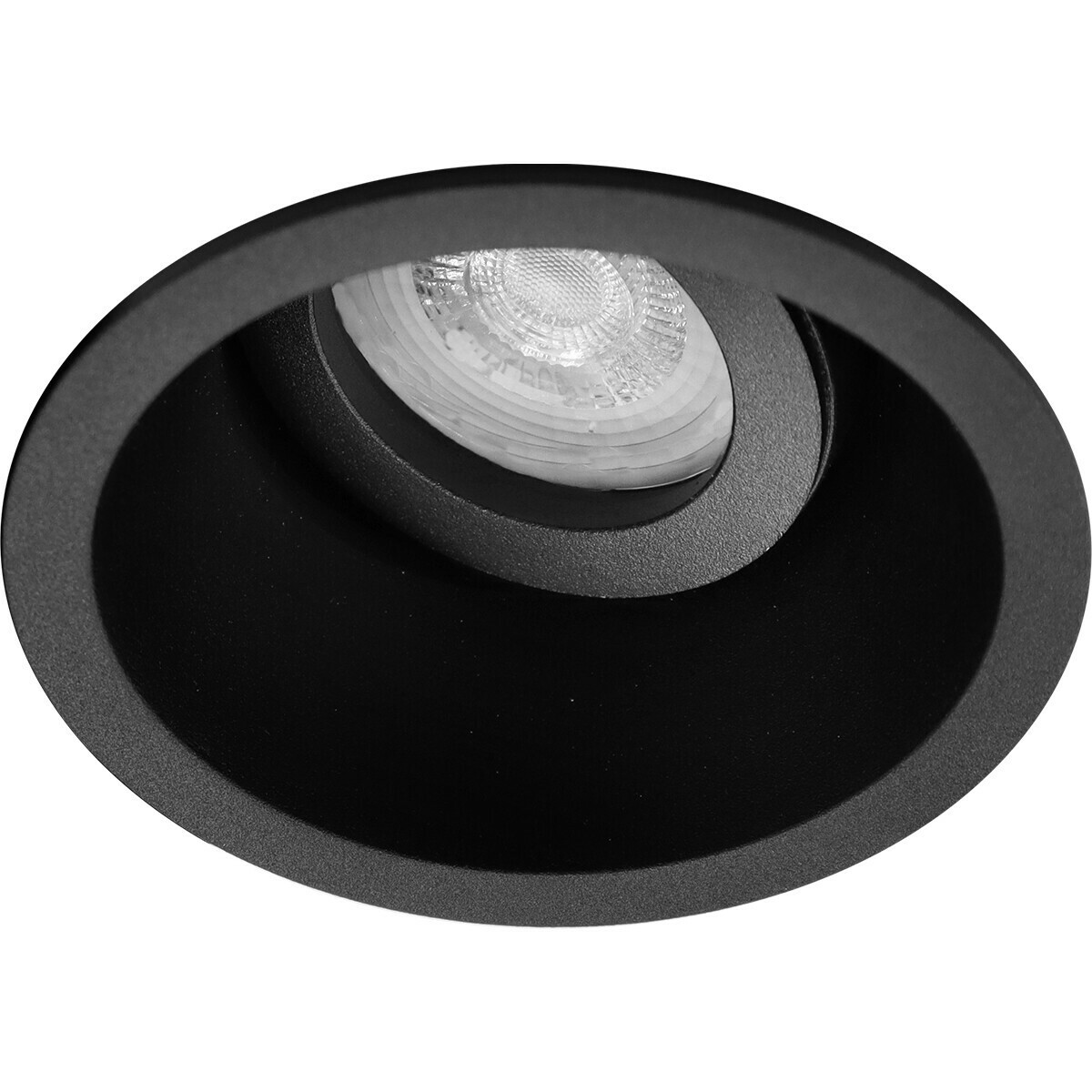 LED Spot Set - Aigi - Pragmi Zano Pro - GU10 Fitting - Inbouw Rond - Mat Zwart - 8W - Warm Wit 3000K - Kantelbaar - Ø93mm