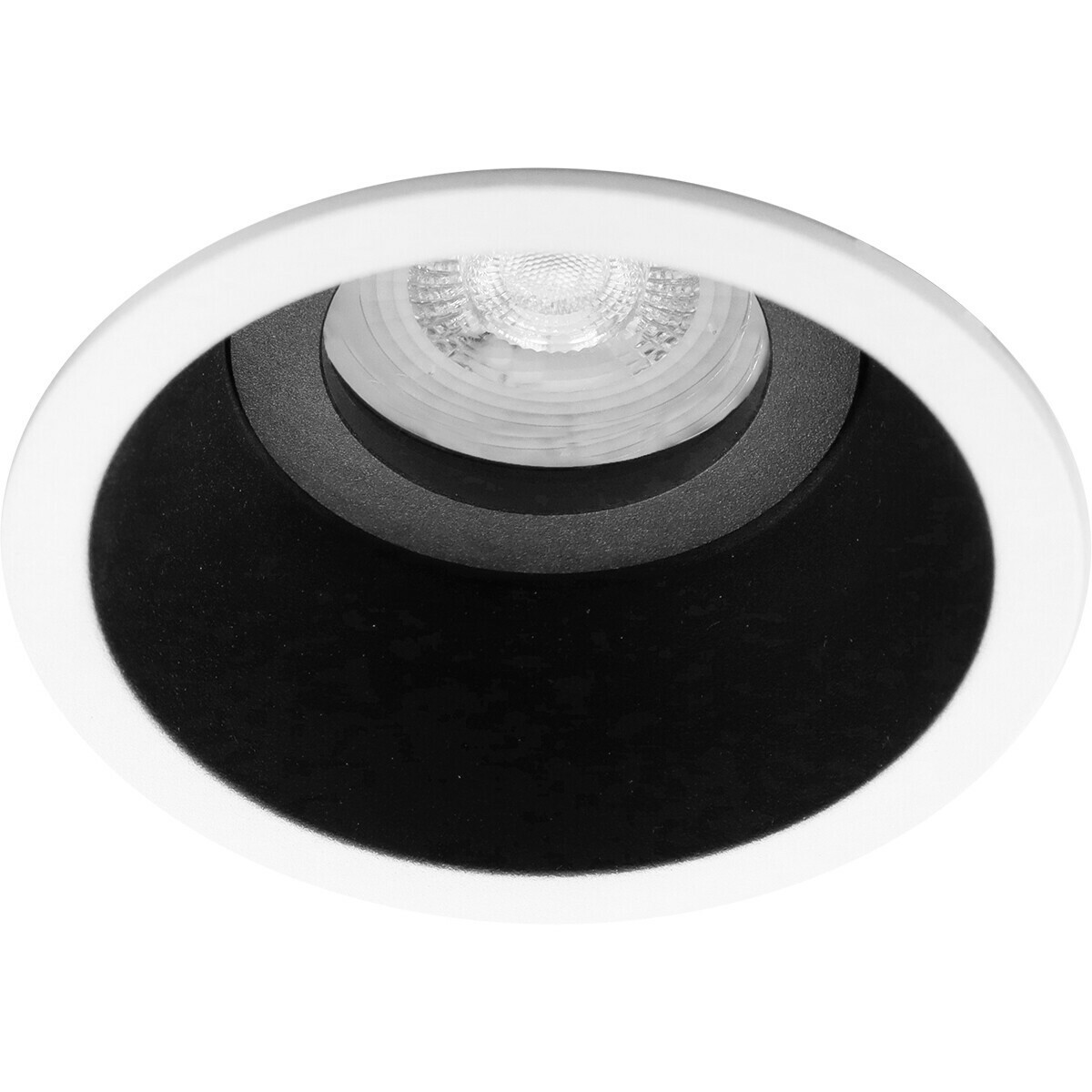 LED Spot Set - Pragmi Zano Pro - GU10 Fitting - Inbouw Rond - Mat Zwart/Wit - 4W - Warm Wit 3000K - Kantelbaar - Ø93mm