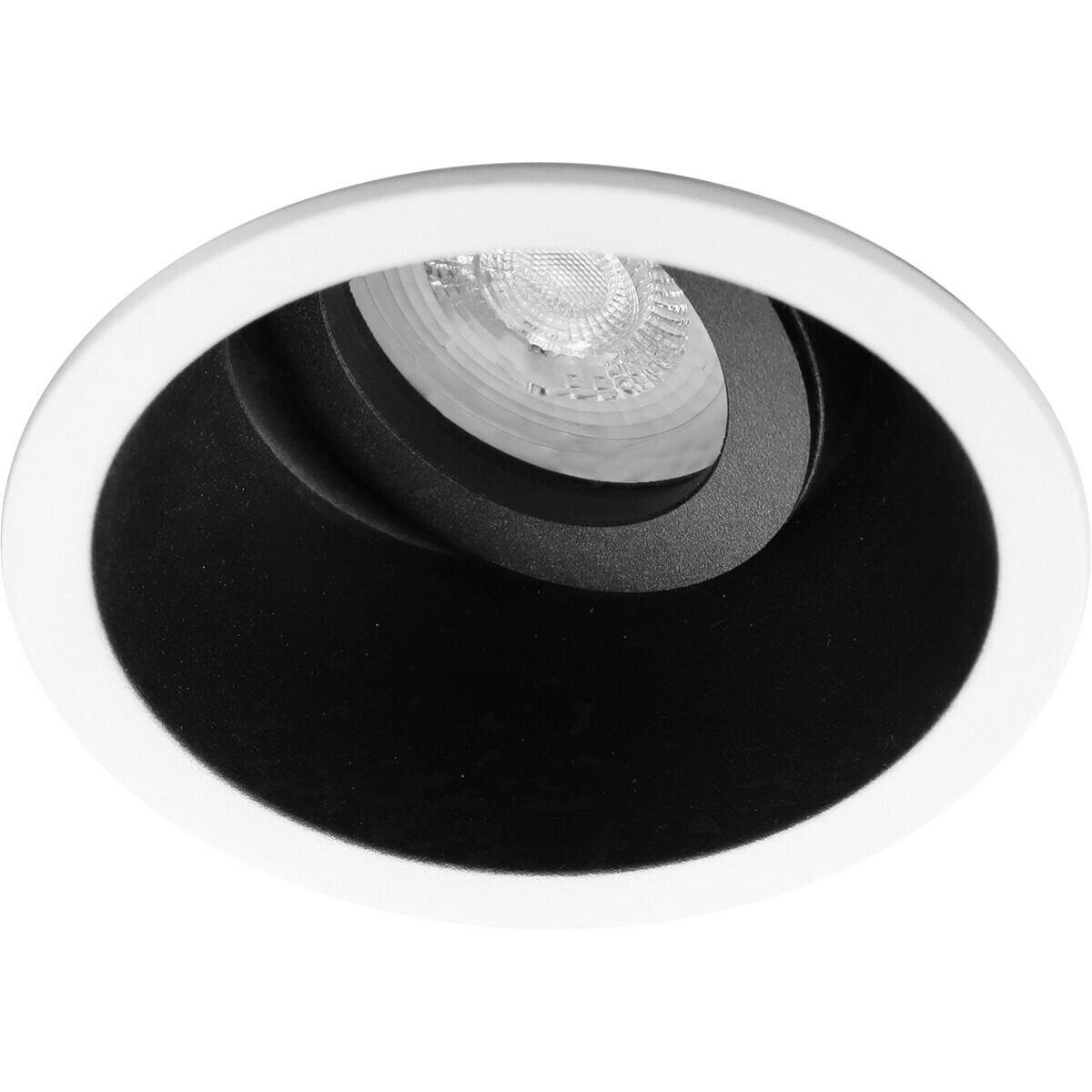 LED Spot Set - Aigi - Pragmi Zano Pro - GU10 Fitting - Inbouw Rond - Mat Zwart/Wit - 6W - Warm Wit 3000K - Kantelbaar - Ø93mm