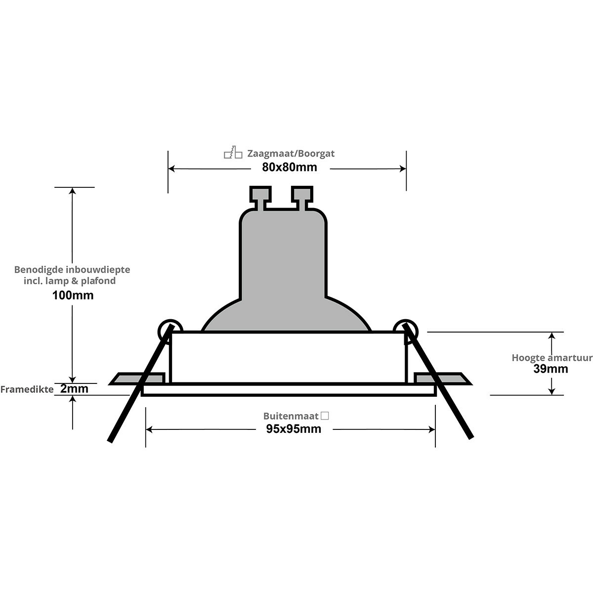 LED Spot Set - Pragmi Zano Pro - GU10 Fitting - Inbouw Vierkant - Mat Zwart/Wit - 4W - Helder/Koud Wit 6400K - Kantelbaar - 93mm