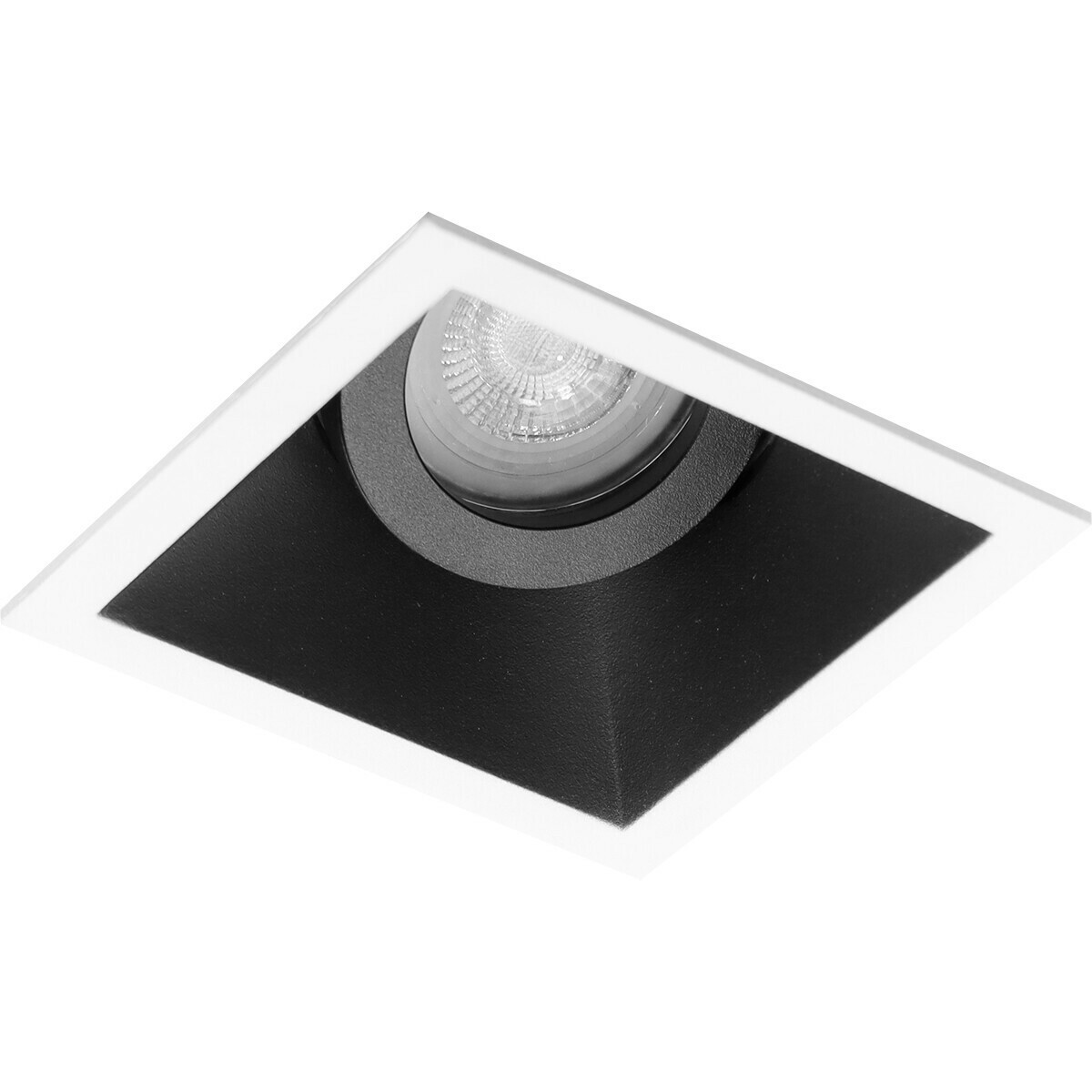 LED Spot Set - Aigi - Pragmi Zano Pro - GU10 Fitting - Inbouw Vierkant - Mat Zwart/Wit - 6W - Helder/Koud Wit 6400K - Kantelbaar - 93mm