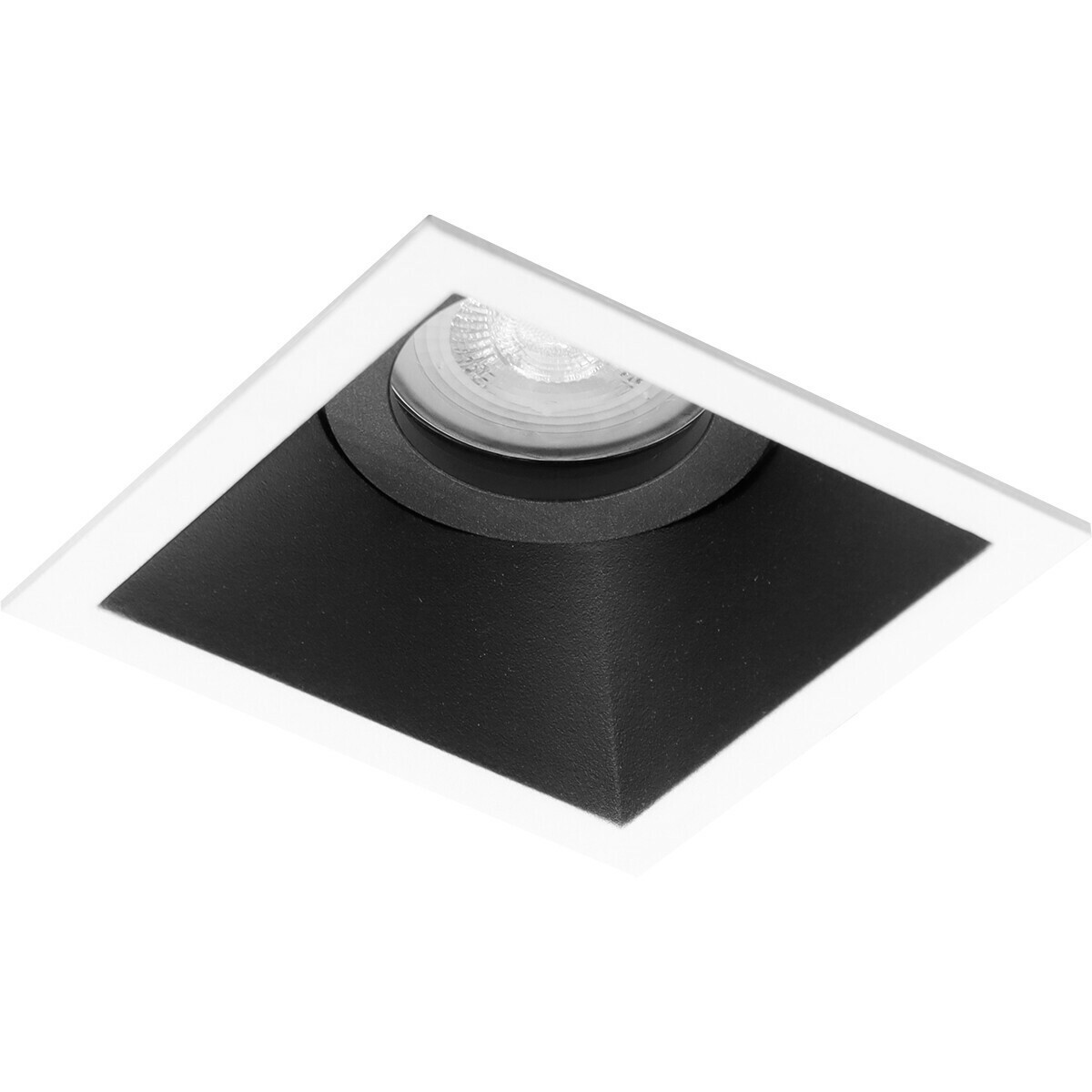 LED Spot Set - Pragmi Zano Pro - GU10 Fitting - Inbouw Vierkant - Mat Zwart/Wit - 6W - Natuurlijk Wit 4200K - Kantelbaar - 93mm