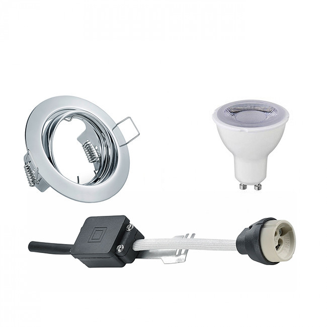 LED Spot Set - Trion - GU10 Fitting - Dimbaar - Inbouw Rond - Glans Chroom - 6W - Warm Wit 3000K - Kantelbaar Ø83mm