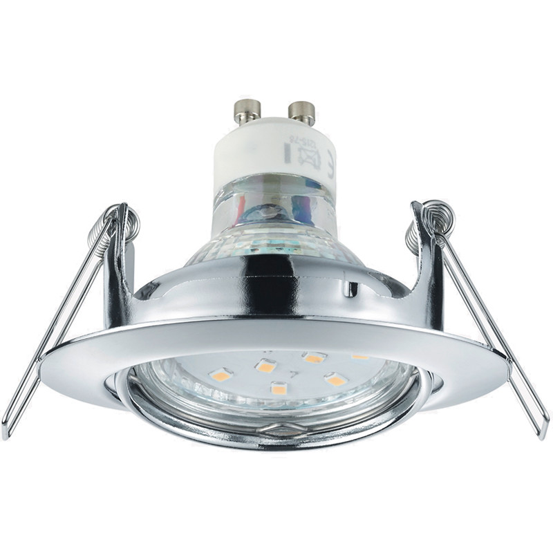 LED Spot Set - Aigi - Trion - GU10 Fitting - Inbouw Rond - Glans Chroom - 6W - Helder/Koud Wit 6400K - Kantelbaar Ø83mm