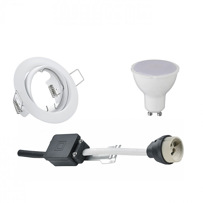 LED Spot Set - Trion - GU10 Fitting - Inbouw Rond - Mat Wit - 4W - Natuurlijk Wit 4200K - Kantelbaar Ø83mm