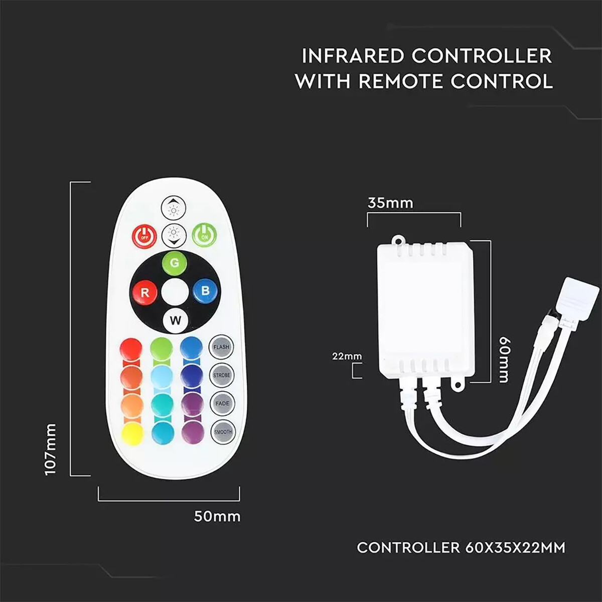 LED Strip Afstandsbediening Set - Viron Esnaim - RGB Controller - 72W - 12V - 2A