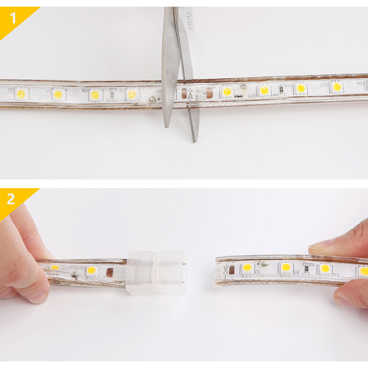 LED Strip - Aigi Strabo - 50 Meter - IP65 Waterdicht - Helder/Koud Wit 6500K - 5050 SMD 230V