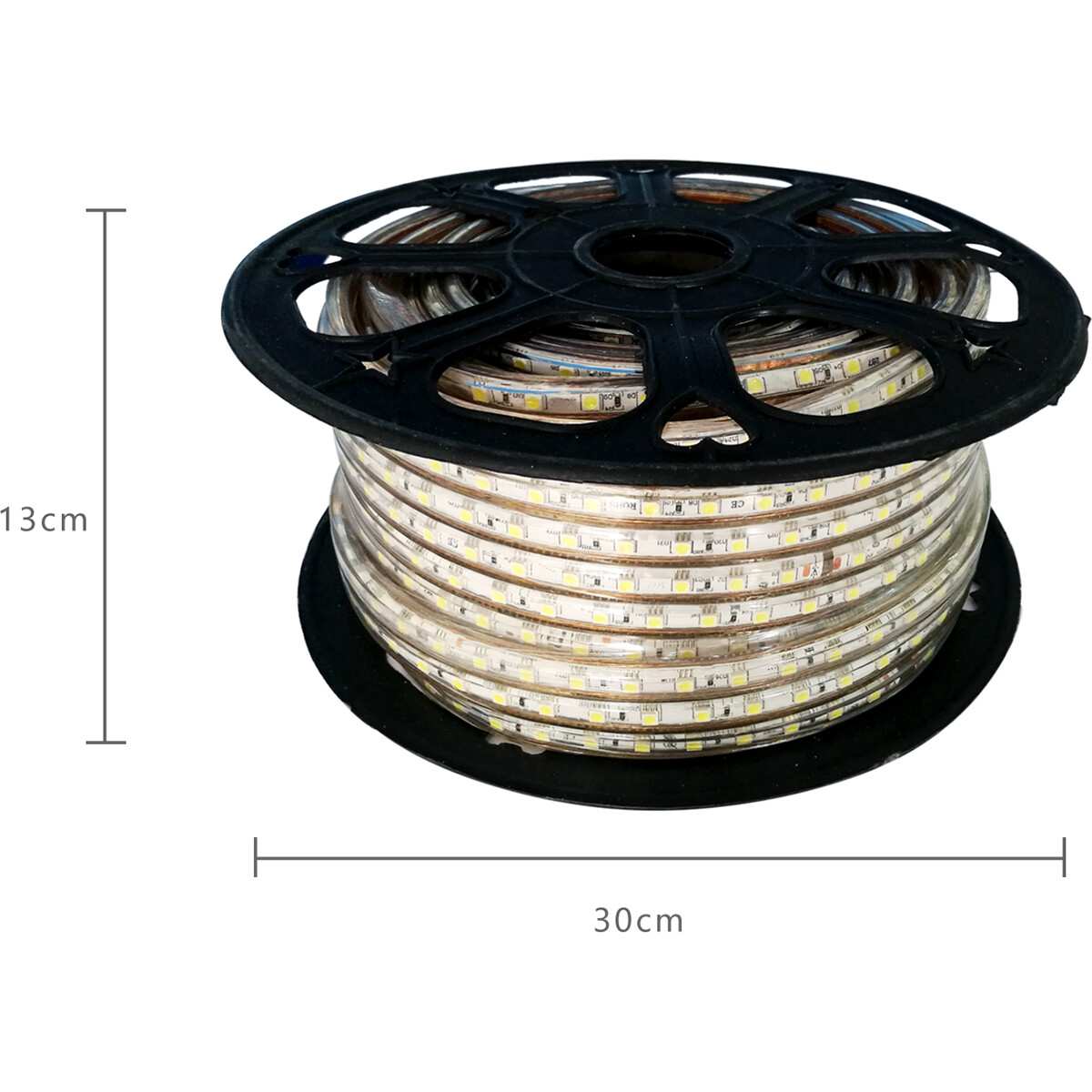 LED Strip - Aigi Strabo - 50 Meter - IP65 Waterdicht - Helder/Koud Wit 6500K - 5050 SMD 230V