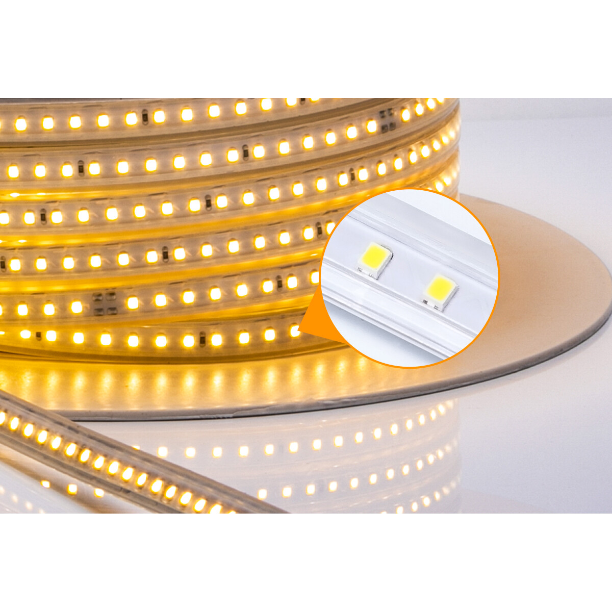 LED Strip - Aigi Stribo - 50 Meter - IP65 Waterdicht - Helder/Koud Wit 6500K - 2835 SMD 230V