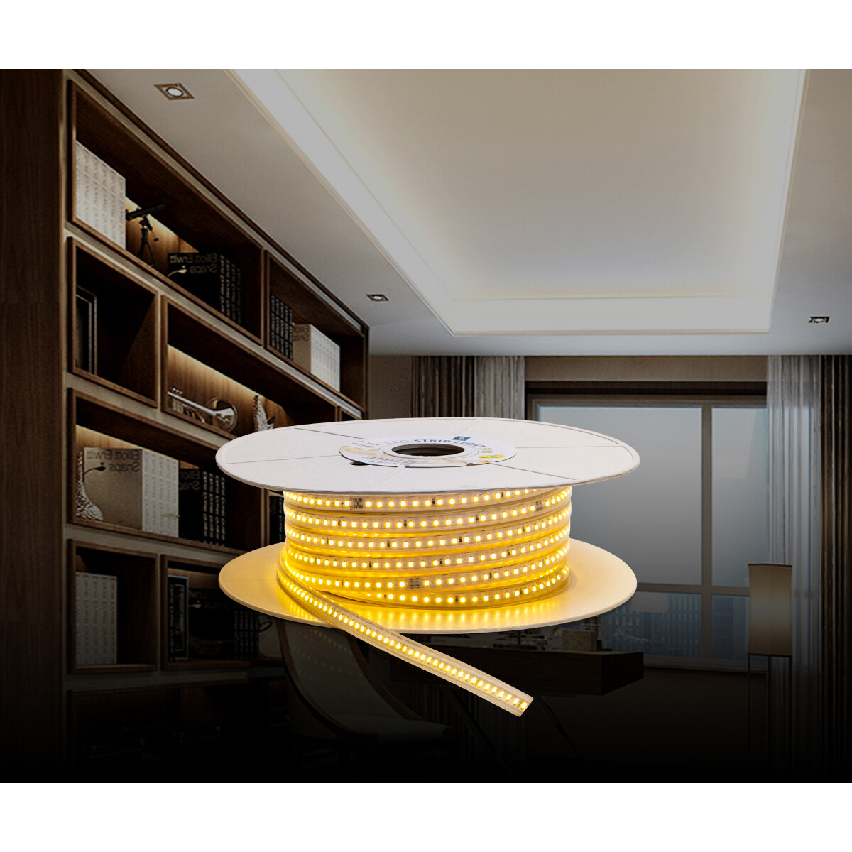 LED Strip - Aigi Stribo - 50 Meter - IP65 Waterdicht - Helder/Koud Wit 6500K - 2835 SMD 230V