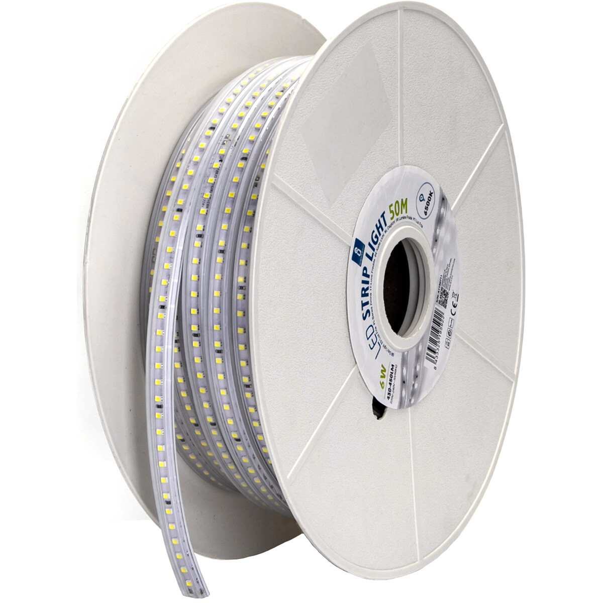 LED Strip - Aigi Stribo - 50 Meter - IP65 Waterdicht - Helder/Koud Wit 6500K - 2835 SMD 230V