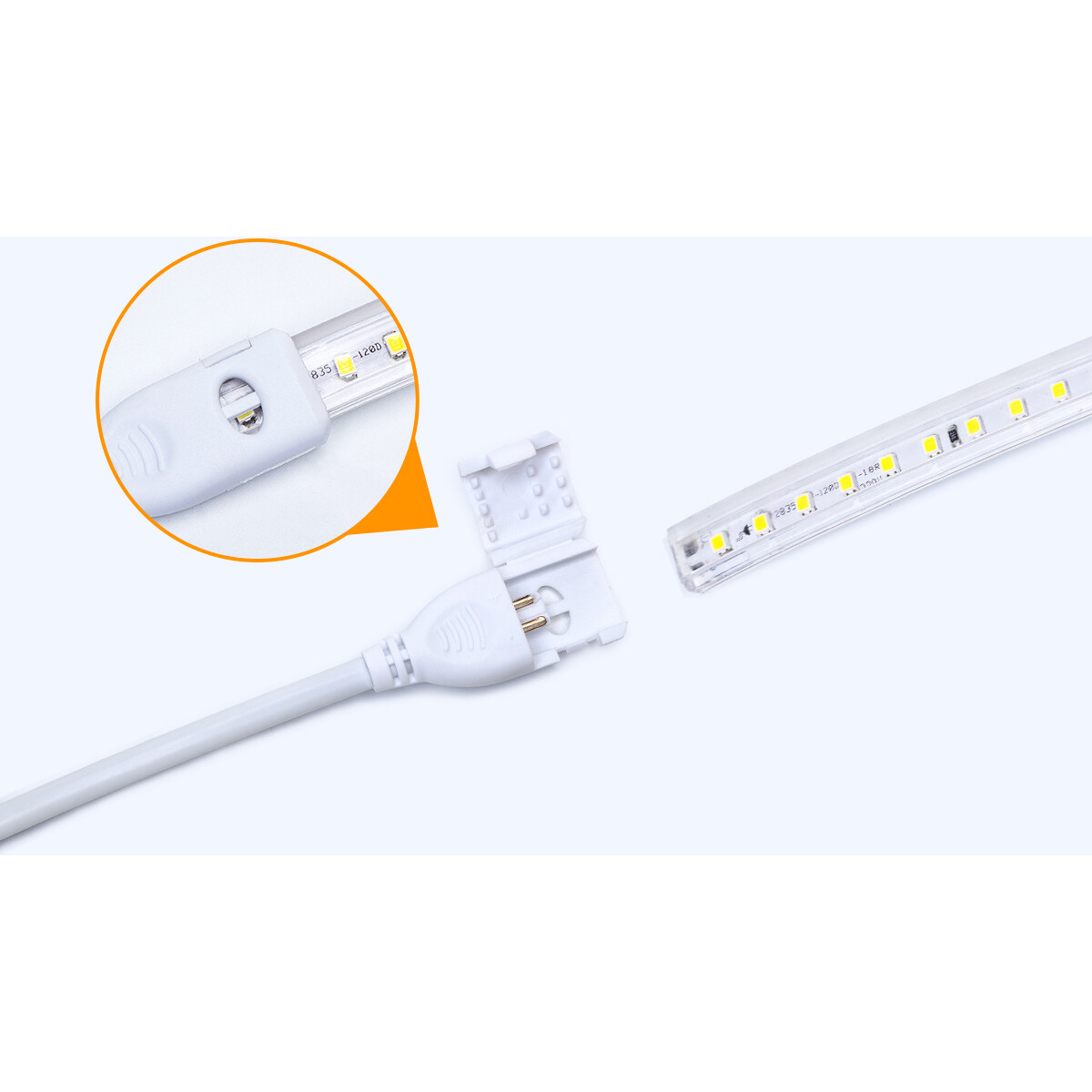 LED Strip - Aigi Stribo - 50 Meter - IP65 Waterdicht - Helder/Koud Wit 6500K - 5050 SMD 230V