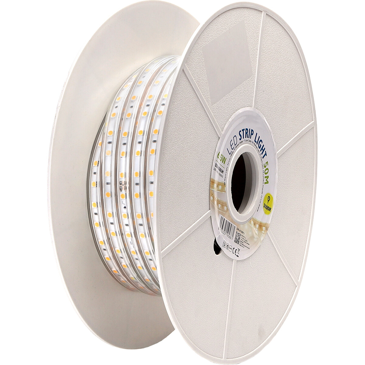 LED Strip - Aigi Stribo - 50 Meter - IP65 Waterdicht - Warm Wit 3000K - 5050 SMD 230V