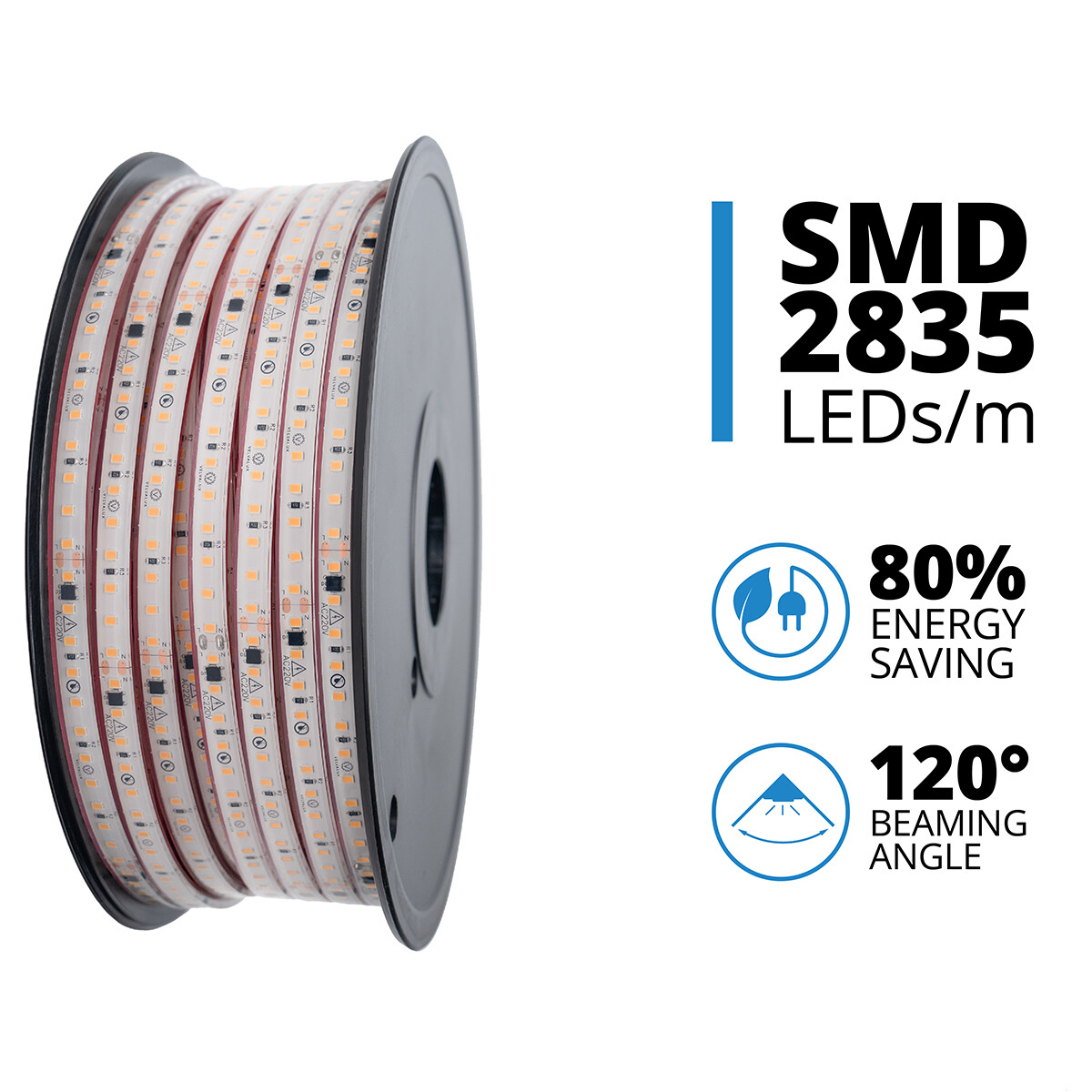 LED Strip - Velvalux - 50 Meter - Helder.Koud Wit 6000K - Dimbaar - Waterdicht IP67 - 96000 Lumen - 6000 LEDs - Directe Aansluiting op Netstroom - Werkt zonder Driver