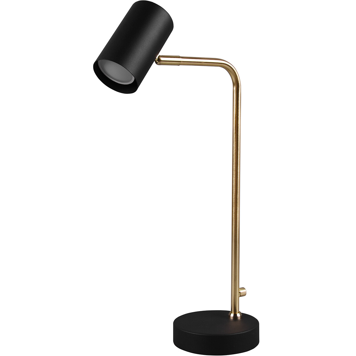 LED Bureaulamp - Tafelverlichting - Trion Milona - GU10 Fitting - Rond - Mat Zwart/Goud - Aluminium