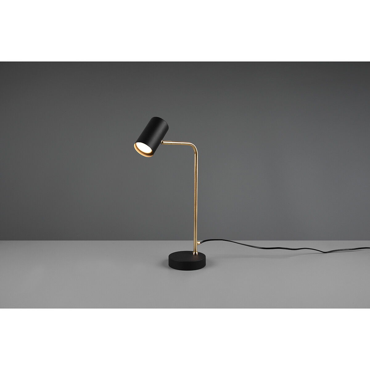 LED Bureaulamp - Tafelverlichting - Trion Milona - GU10 Fitting - Rond - Mat Zwart/Goud - Aluminium