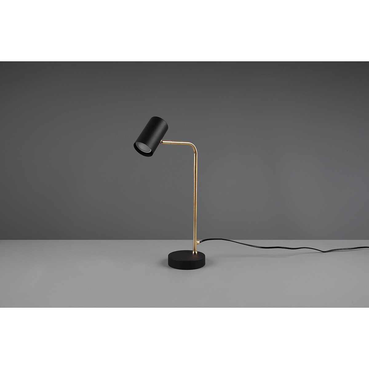 LED Bureaulamp - Tafelverlichting - Trion Milona - GU10 Fitting - Rond - Mat Zwart/Goud - Aluminium