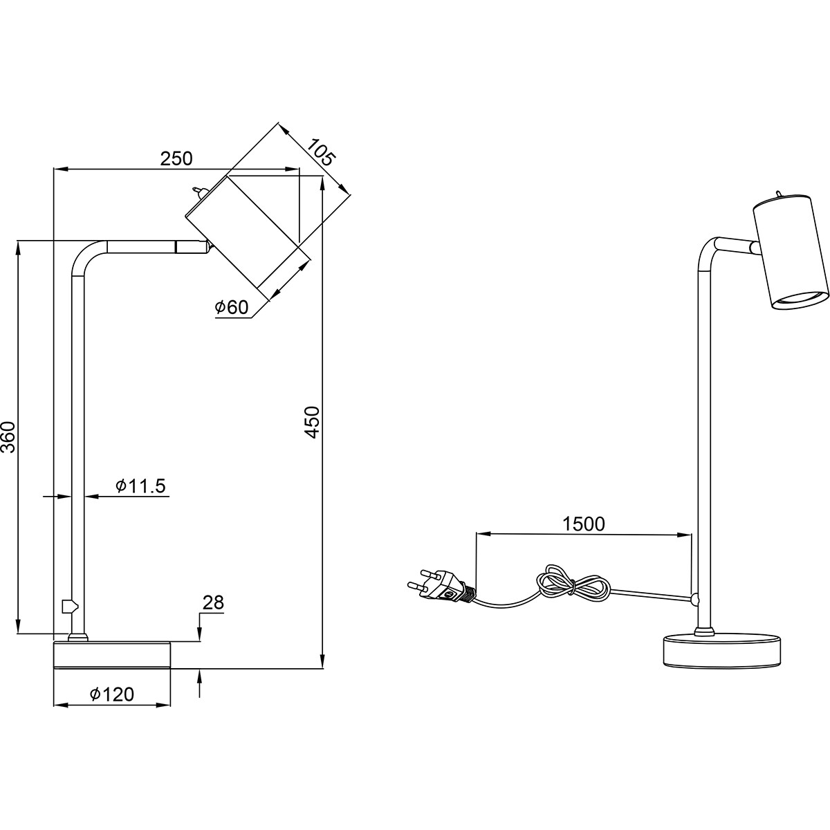 LED Bureaulamp - Tafelverlichting - Trion Milona - GU10 Fitting - Rond - Mat Zwart/Goud - Aluminium