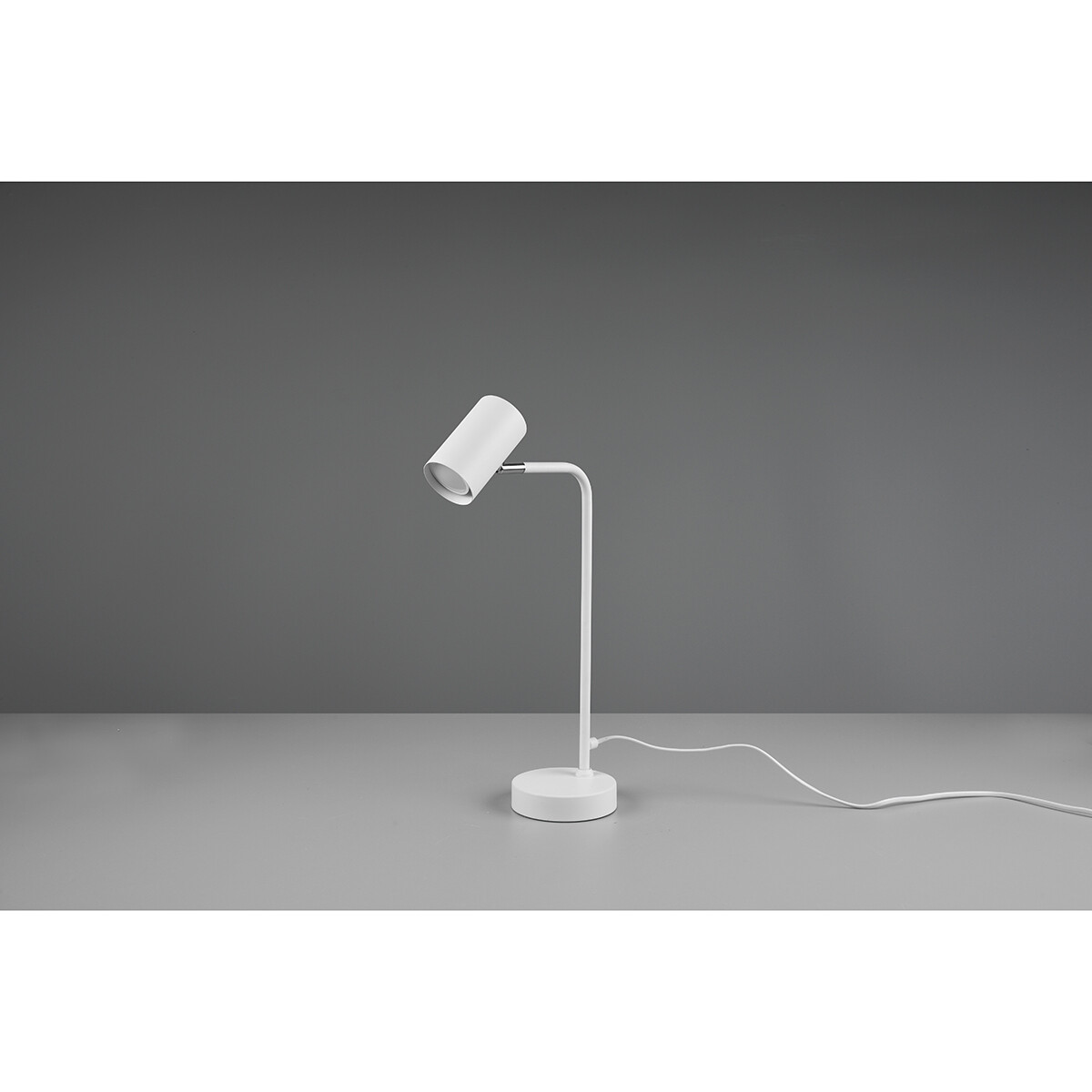 LED Bureaulamp - Tafelverlichting - Trion Milona - GU10 Fitting - Rond - Mat Wit - Aluminium